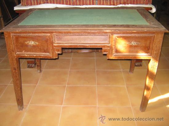 Antigüedades: Mesa de despacho estilo Jorge IV, craquelada. - Foto 2 - 26490661